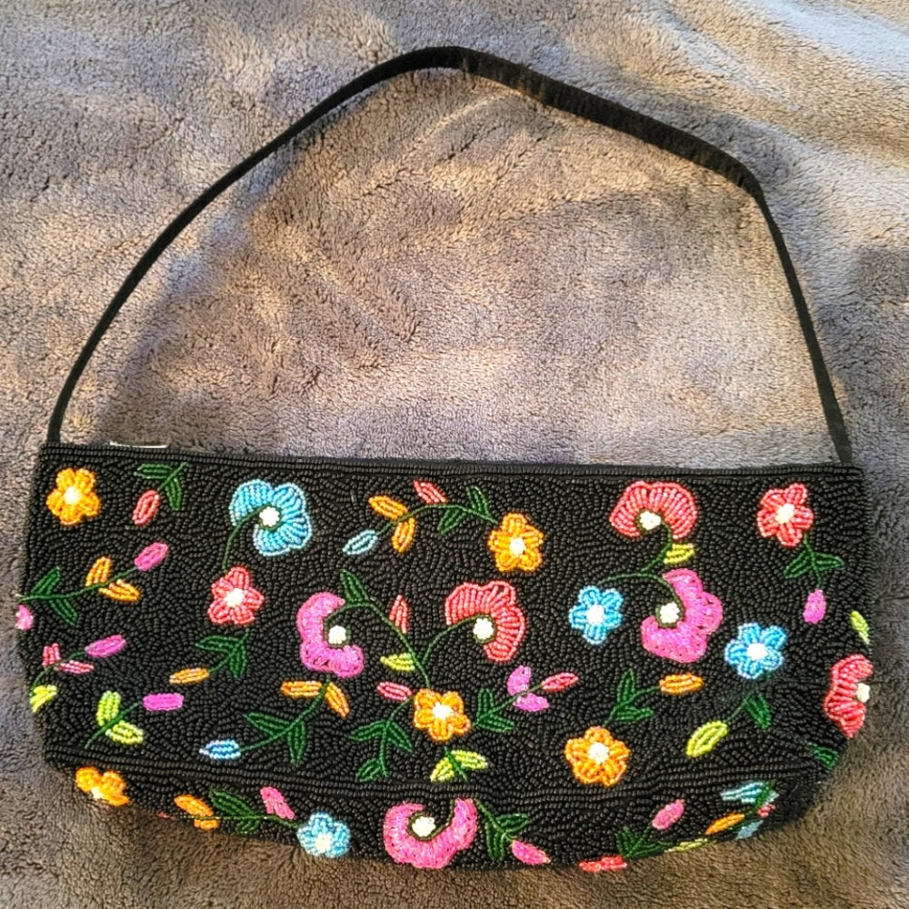 Vtg Ermo Floral Beaded Purse